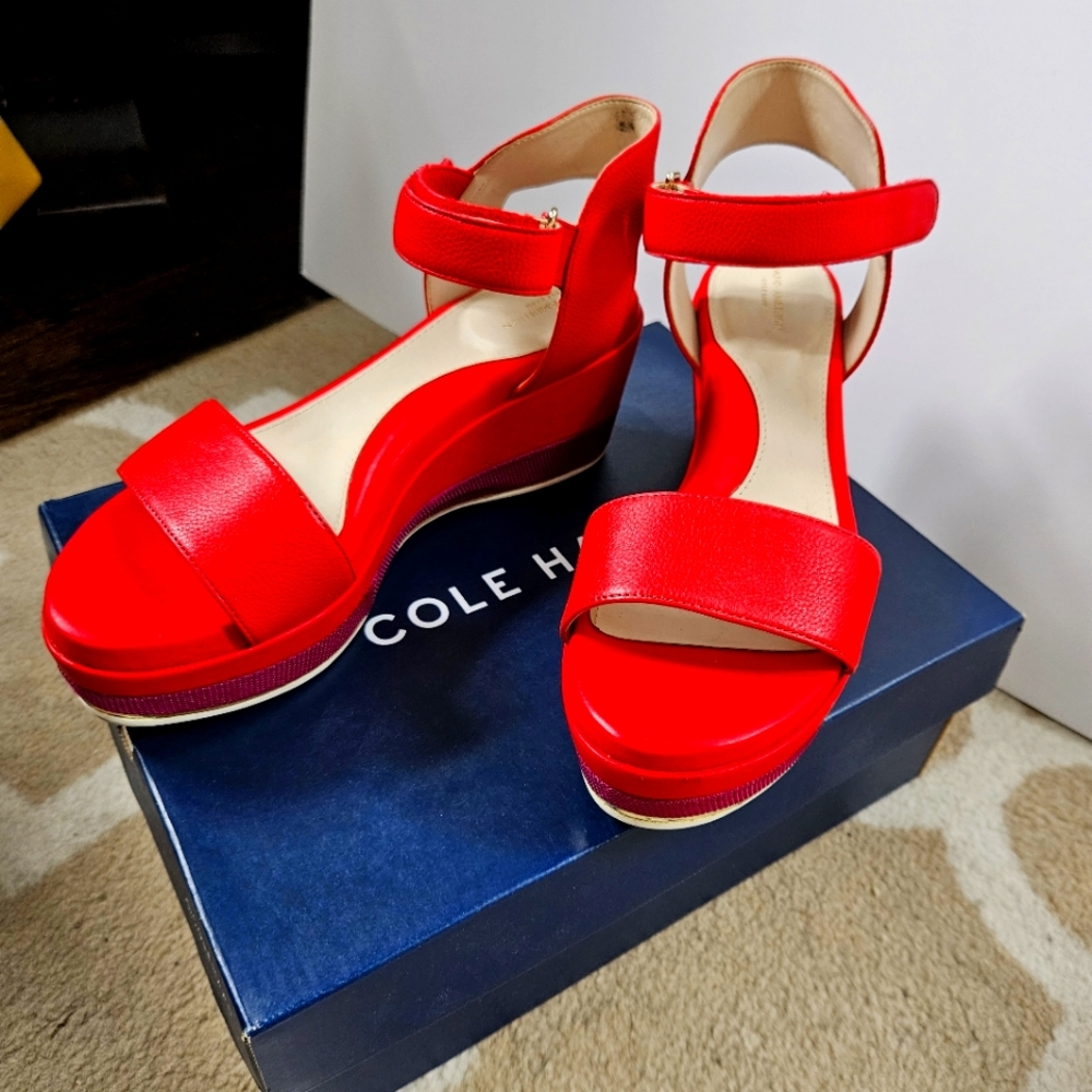 Cole Haan red platform sandals